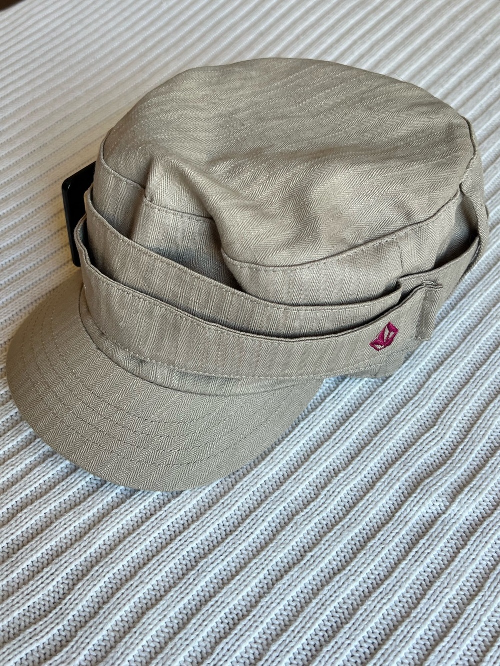 Volcom Khaki Herringbone Cadet Military Cap Buckle Strap Y2K Skate Hat OS
